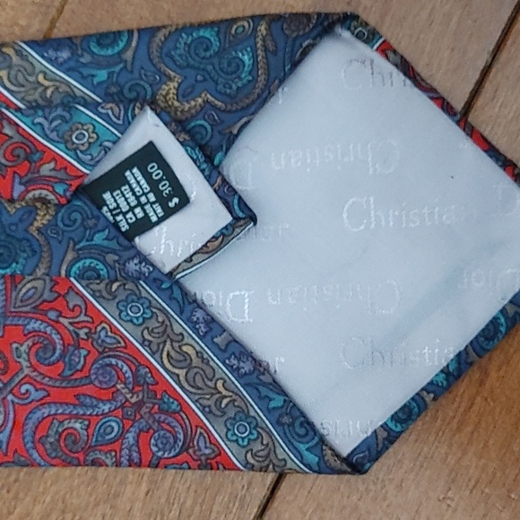 Vintage Christian Dior Vibrant Paisley Print Matte Silk Tie Made in Canada - Picture 6 of 7